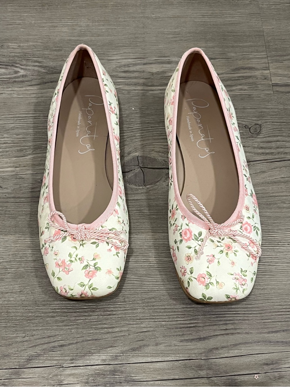 Size 41 (10) Pink Floral Ballet Flats (Hand made in Spain)